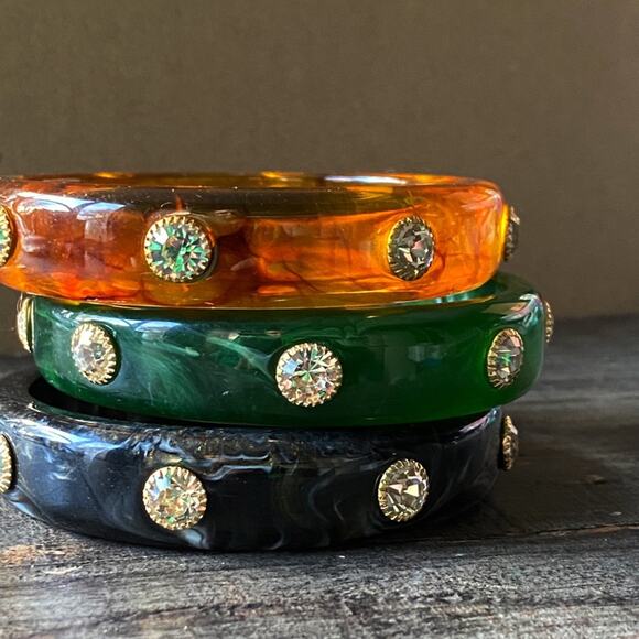 NEW Rhinestone Acrylic Bangle Bracelet Set - Picture 9 of 15